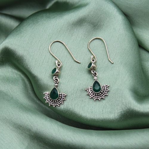 Silver Green Dangler Earrings | Dangler Earring | Gift For Women's